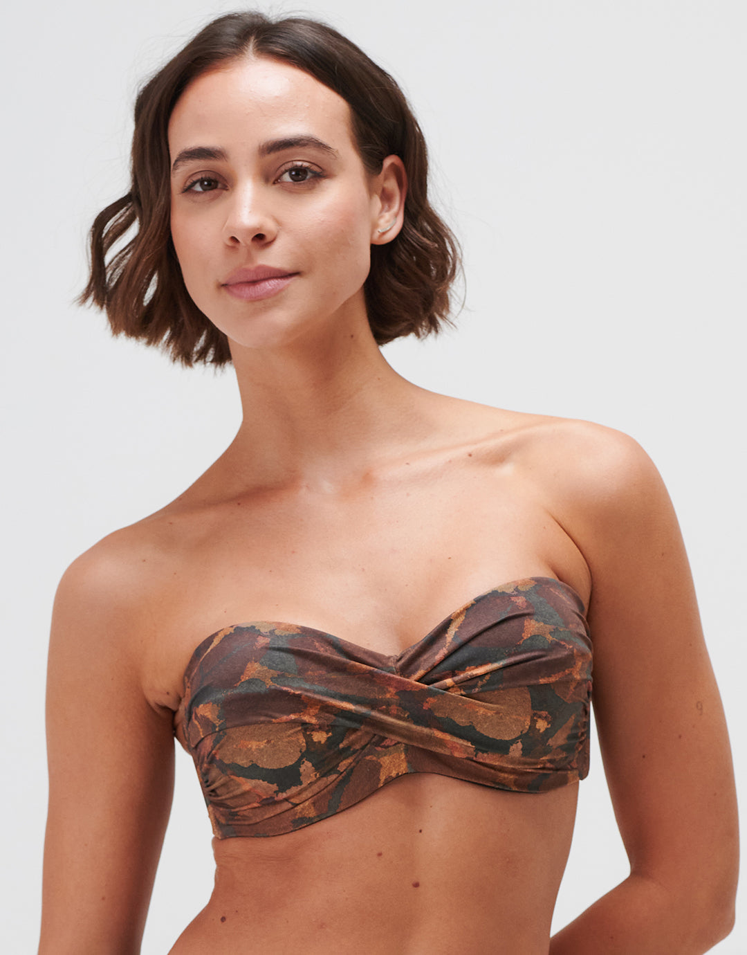 Savanna Twist Bandeau Bikini Top - Warm Earth