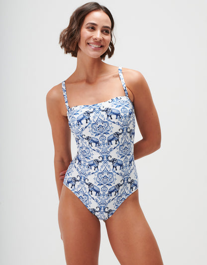 Zuri Bandeau Swimsuit - Porcelain