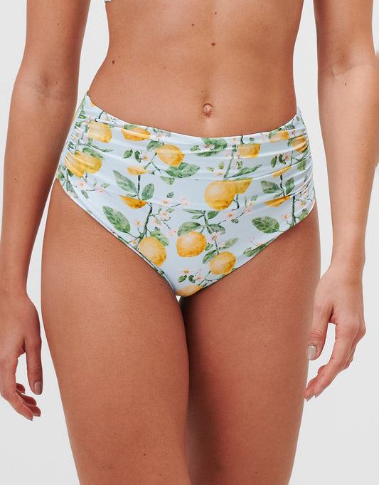 Fior di Limone Ruched High Waist Bikini Pant - Sorrento Sky