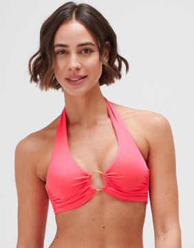 Timeless Underwired Halter Bikini Top - Bright Coral