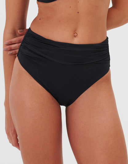 Timeless Ruched High Waist Bikini Pant - Jet