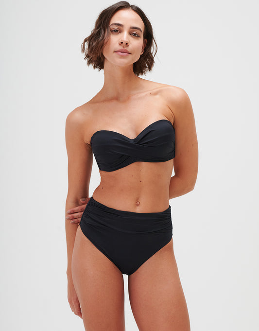 Timeless Ruched High Waist Bikini Pant - Jet