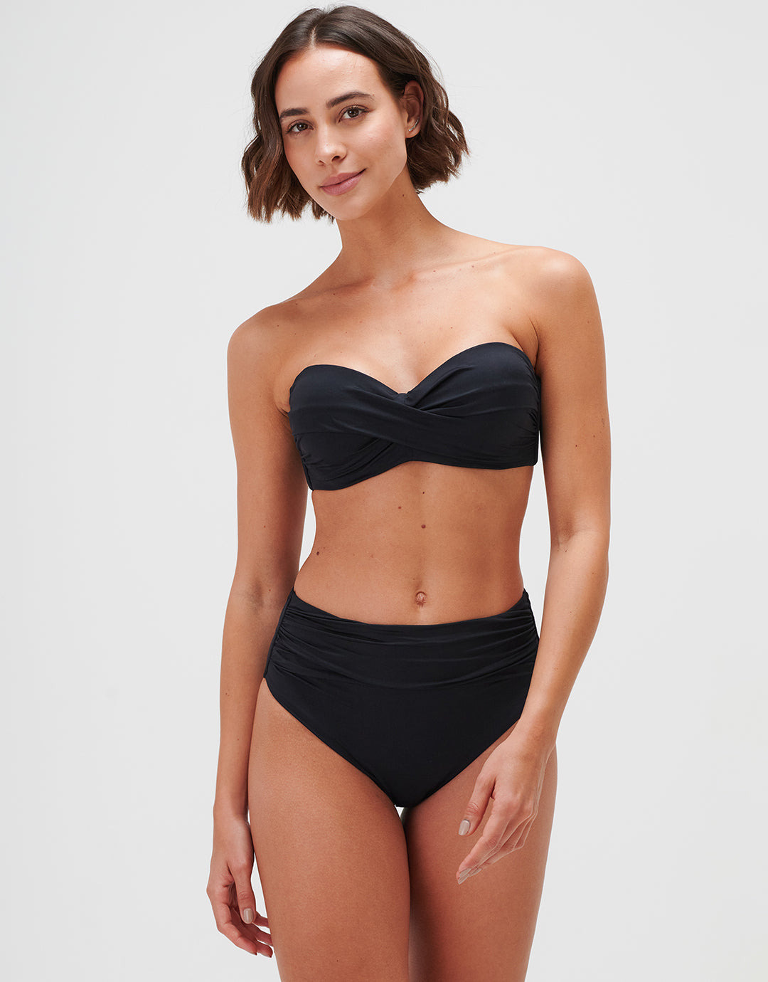 Timeless Ruched High Waist Bikini Pant - Jet