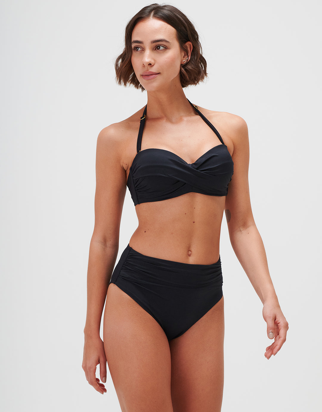 Timeless Ruched High Waist Bikini Pant - Jet