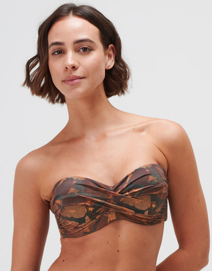Savanna Twist Bandeau Bikini Top - Warm Earth
