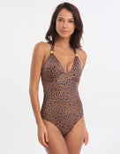 Jo Severin Sofia Halter Swimsuit - Animal Luxe